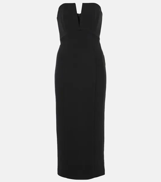 Платье миди без бретелек из смесового шелка Roland Mouret, черный