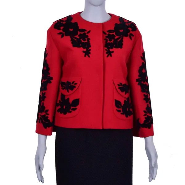 Куртка Dolce - Gabbana Runway Baroque из натуральной шерсти с вышивкой Красный Черный 06492
