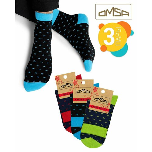 Носки Omsa, 3 пары, 3 уп., размер 45-47, мультиколор