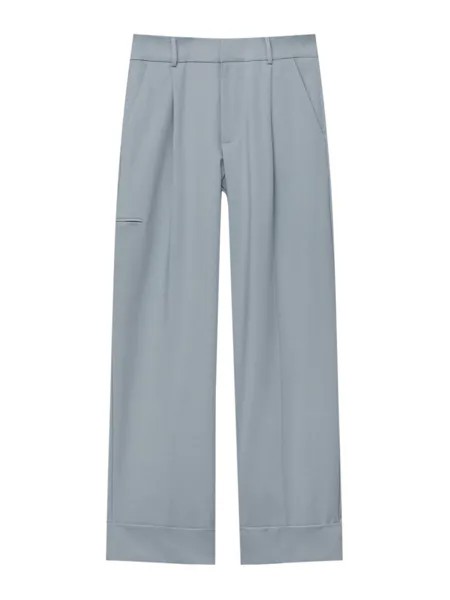Свободные брюки со складками спереди Pull&Bear, дым синий