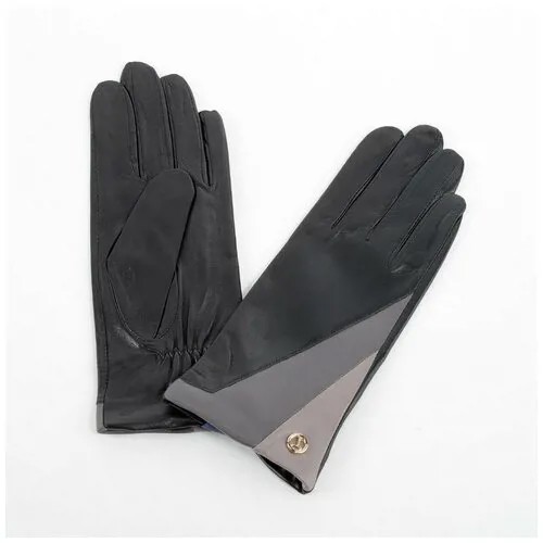 Перчатки NO NAME, демисезон/зима, натуральная кожа, подкладка, размер 8, черный