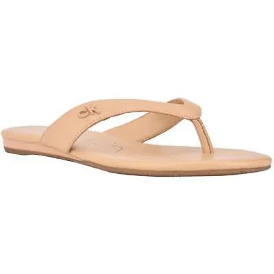 Calvin Klein Womens Sabella Leather Slip On Flats Thong Sandals Shoes BHFO 7625