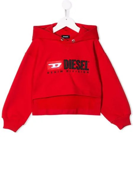 Diesel Kids многослойное худи с вышитым логотипом