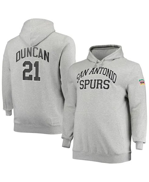 Мужская толстовка с капюшоном tim duncan heather grey san antonio spurs big and tall name and number Mitchell & Ness, мульти