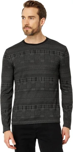 Рубашка John Varvatos Reade Long Sleeve Pattern Mix Crew with Cold Dye K5869Y4, цвет Iron Grey