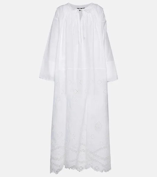 Платье макси Nelya из хлопка с вышивкой NILI LOTAN, белый