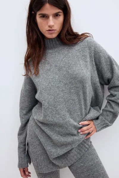 Свитер с низким воротником-поло H&M, серый