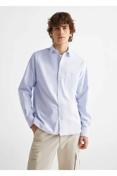 Хлопковая рубашка Оксфорд Mango, синий