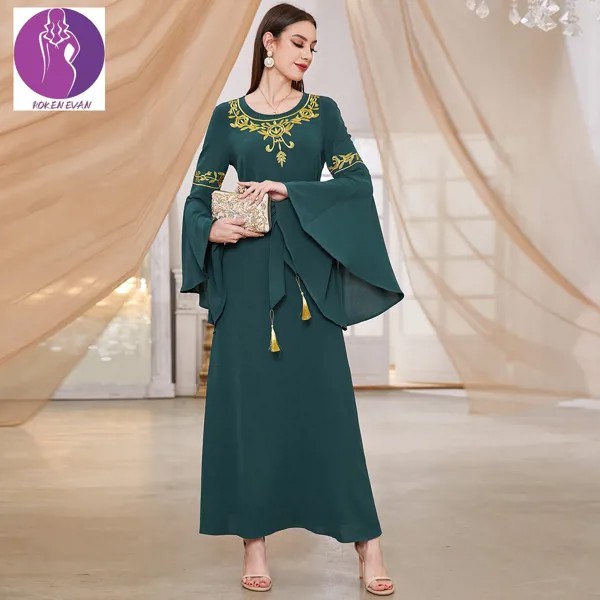 2022 Abayas для женщин Дубай индийское свадебное платье модное вышитое мусульманское марокканское кафтан летнее вечернее платье
