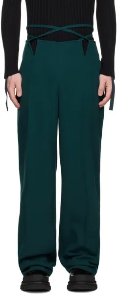 Зеленые брюки с V-образным вырезом Dion Lee