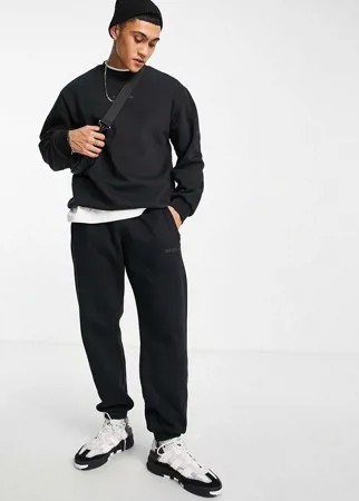 Премиум-джоггеры черного цвета с нашивкой на штанине adidas Originals 'Trefoil Linear'-Черный