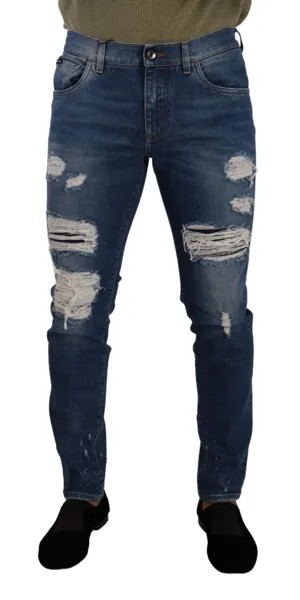 Джинсы DOLCE - GABBANA Синие хлопковые эластичные джинсы облегающего кроя IT48 / W34/M $1000