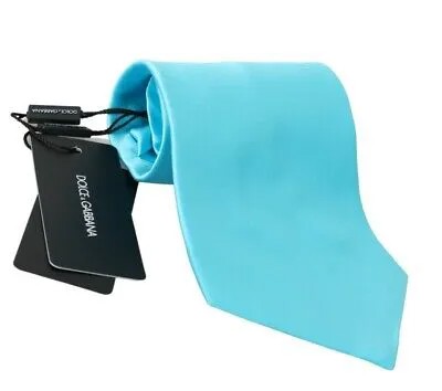 Галстук DOLCE - GABBANA из 100% шелка, голубой широкий мужской галстук, аксессуар, рекомендованная розничная цена 260 долларов США.