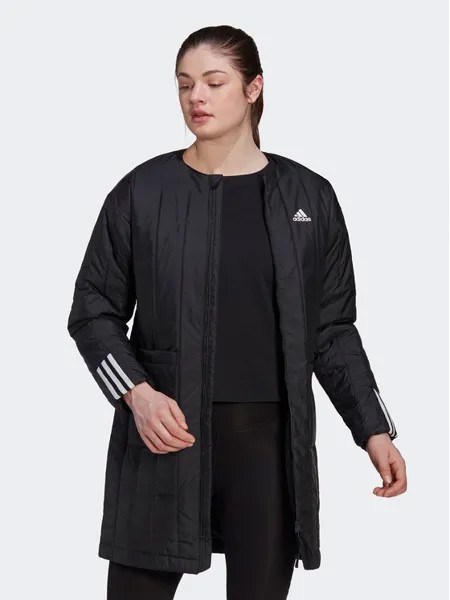 Пуховик стандартного кроя Adidas, черный