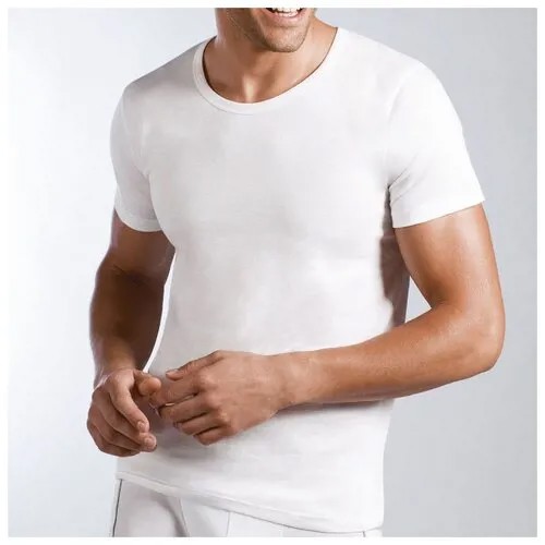 L'altra Cotonella Мужская хлопковая футболка с круглым вырезом горловины, белый, 52