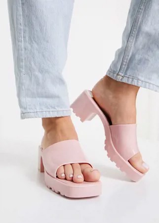 Розовые мюли на каблуке из гибкого пластика ASOS DESIGN Heat-Розовый цвет