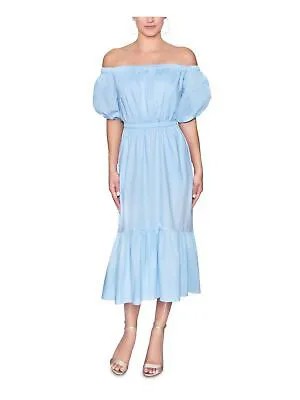 RACHEL ROY Женское голубое миди-платье с эластичной резинкой и воланами и рукавами-пуфами XXL