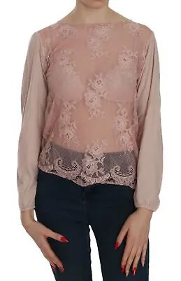 Блуза PINK MEMORIES Розовый кружевной прозрачный топ с длинными рукавами IT44/US10/L Рекомендуемая розничная цена: 200 долларов США