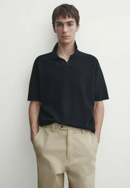 Рубашка-поло SHORT SLEEVES Massimo Dutti, цвет mottled dark blue