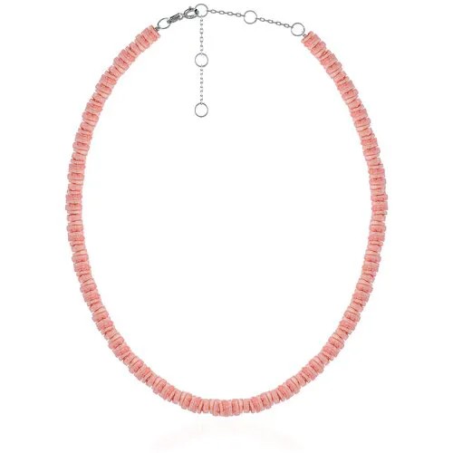 Розовый серебряный ювелирный чокер (ожерелье, колье) из натурального розового коралла