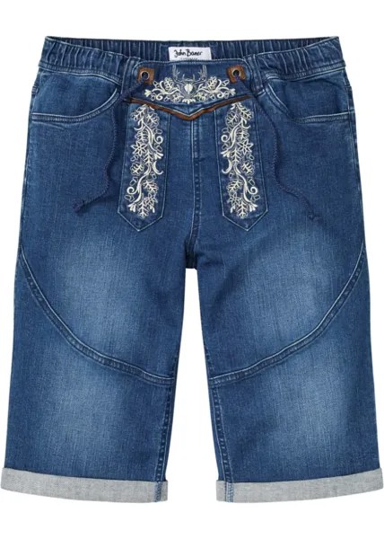 Шорты из денима стрейч с вышивкой стандартного кроя John Baner Jeanswear, синий