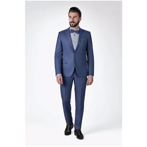 Костюм Valenti, пиджак и брюки, классический стиль, полуприлегающий силуэт, шлицы, однобортная, карманы, размер 108-176, синий