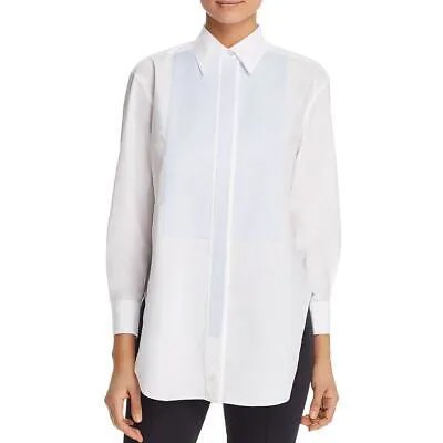 Женская хлопковая блузка в клетку Tory Burch, рубашка на пуговицах в белую клетку 14 BHFO 6892
