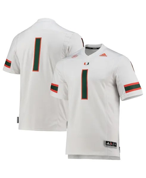 Мужская #1 белая футбольная майка miami hurricanes team premier adidas, белый