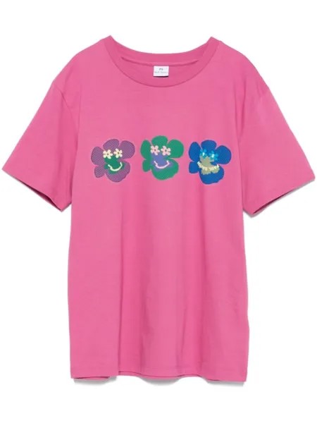 PS Paul Smith футболка с цветочным принтом, розовый