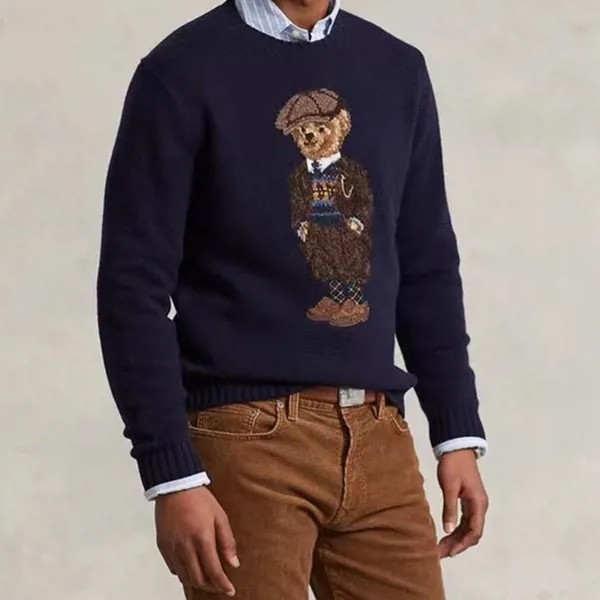Мужской свитер RL Bear Повседневная зимняя одежда модный вязаный пуловер с длинным рукавом женский свитер 2022 новое шерстяное пальто уличная одежда