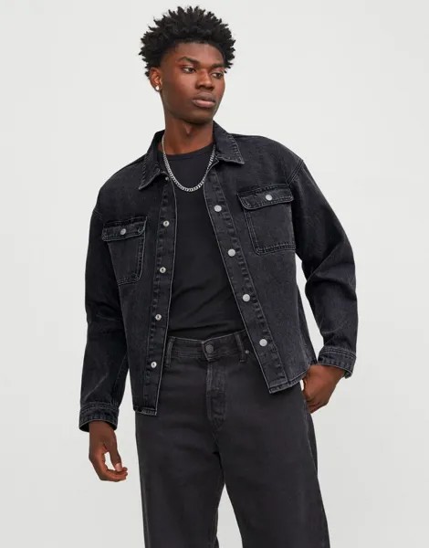 Jack & Jones - Джинсовый бомбер черного квадратного цвета