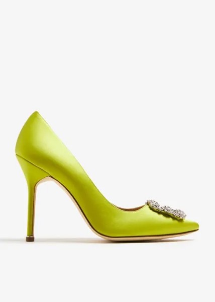 Туфли Manolo Blahnik Hangisi Satin, зеленый