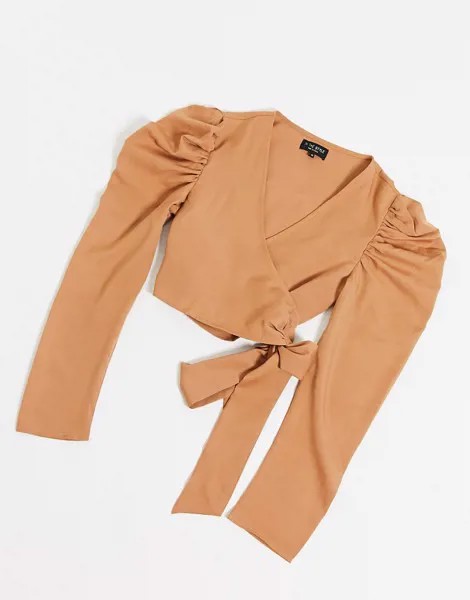 Бежевые строгие шорты In The Style-Светло-коричневый