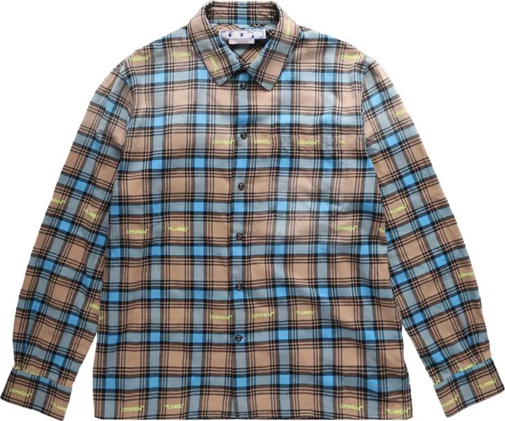 Рубашка Off-White Helvet Patt Check Flannel Skate Shirt 'Camel', разноцветный