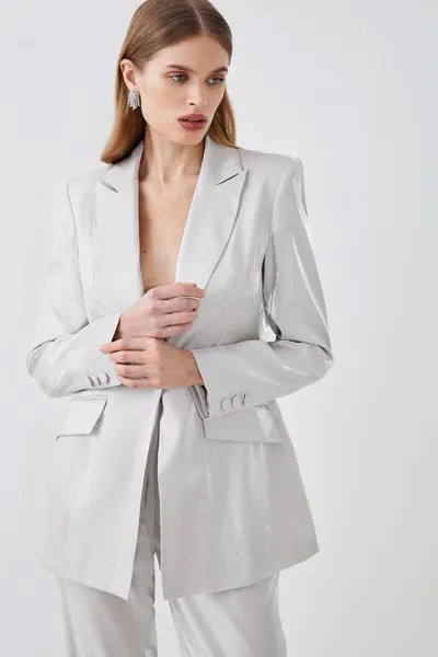 Однобортный пиджак цвета металлик с мерцающим эффектом Coast, серебро