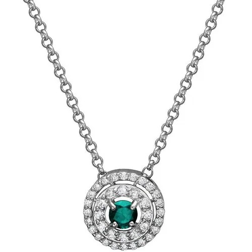 Золотое колье-подвеска с бриллиантами, изумрудом 01Л621773-2 Эстет Garden, зеленый, длина 40 см.