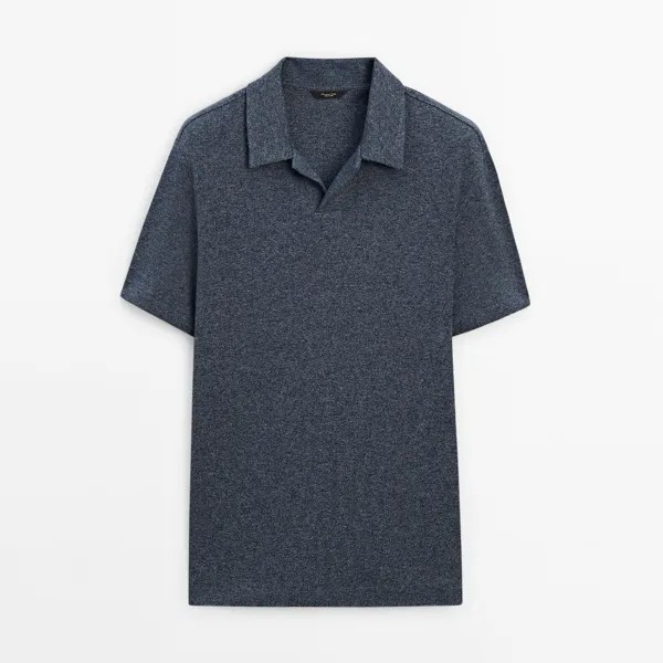 Футболка-поло Massimo Dutti Mouliné Detail, темно-синий