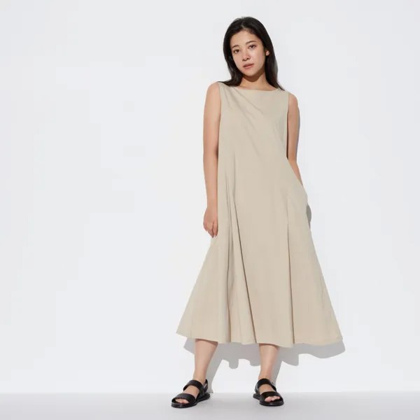 Платье ультра стрейч AIRism (без рукавов, короткая длина, 105-116см) UNIQLO, бежевый