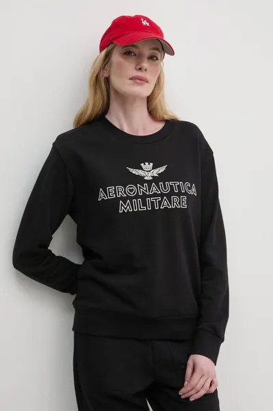 Хлопковый спортивный костюм Aeronautica Militare, черный
