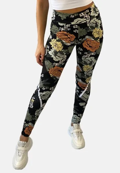 Леггинсы Holala Yoga Stretch High Waist Hose Mesh Blumen Print, черный