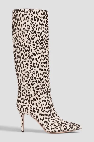 Ботинки Hunter из телячьего волоса с леопардовым принтом Gianvito Rossi, белый
