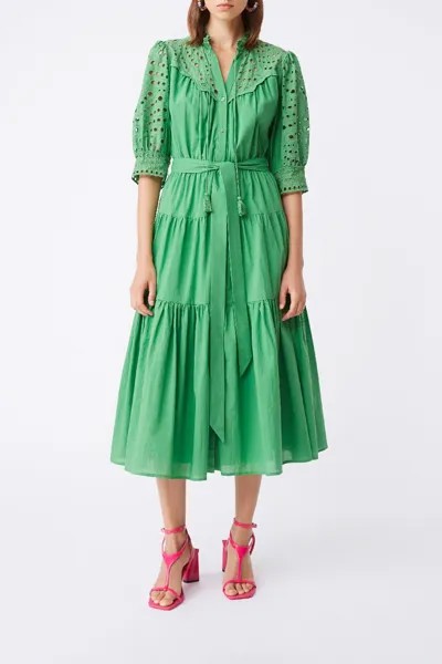 Платье Broderie с рукавами средней длины Suncoo, зеленый