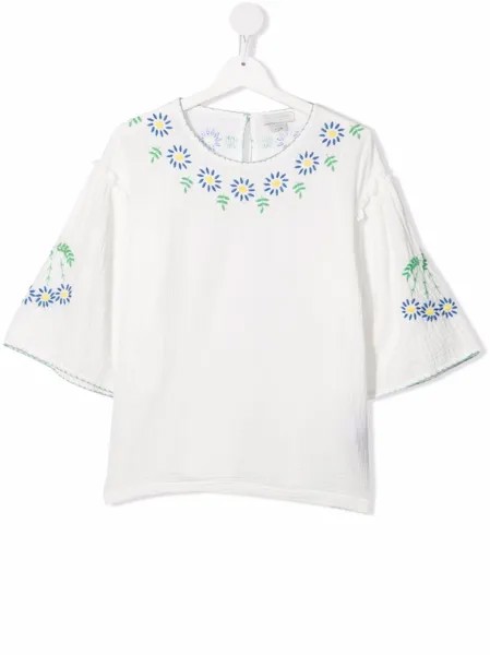 Stella McCartney Kids топ с цветочной вышивкой
