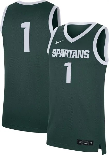 Мужская зеленая баскетбольная майка Nike Michigan State Spartans #1