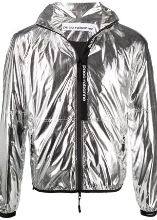 Paco Rabanne куртка с капюшоном и эффектом металлик