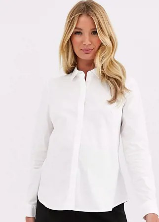 Белая приталенная рубашка из эластичного хлопка с длинными рукавами ASOS DESIGN Maternity-Белый
