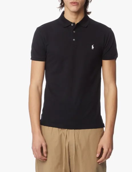 Тонкая футболка-поло из эластичной сетки Ralph Lauren, цвет Polo Black