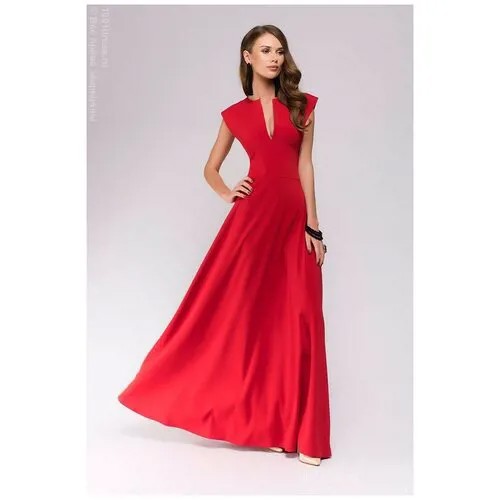 Красное платье макси с глубоким декольте 1001 DRESS (10136, красный, размер: 42)