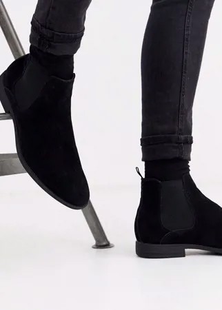 Черные ботинки челси из искусственной замши New Look-Черный