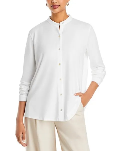 Рубашка с воротником-стойкой Eileen Fisher, цвет White